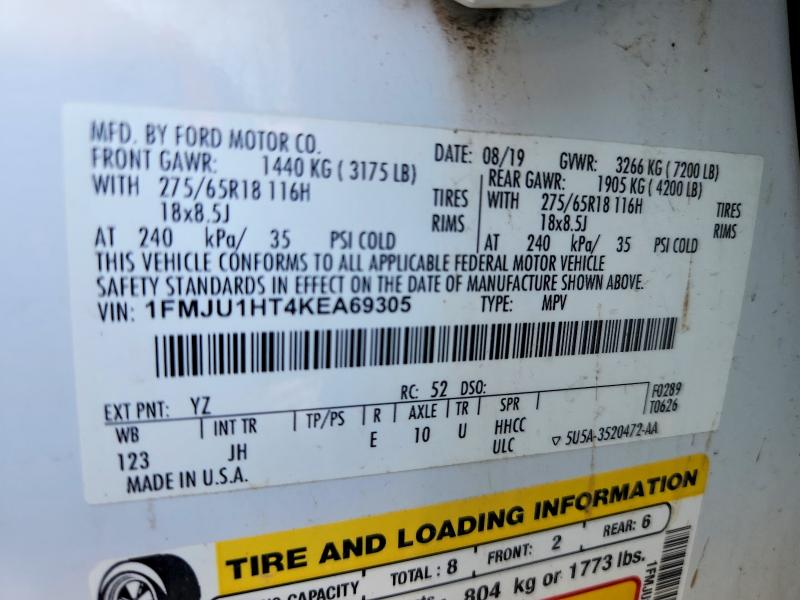 Aukcja sprzedaży 2019 Ford Expedition, vin: 1FMJU1HT4KEA69305, numer aukcji: 60797086