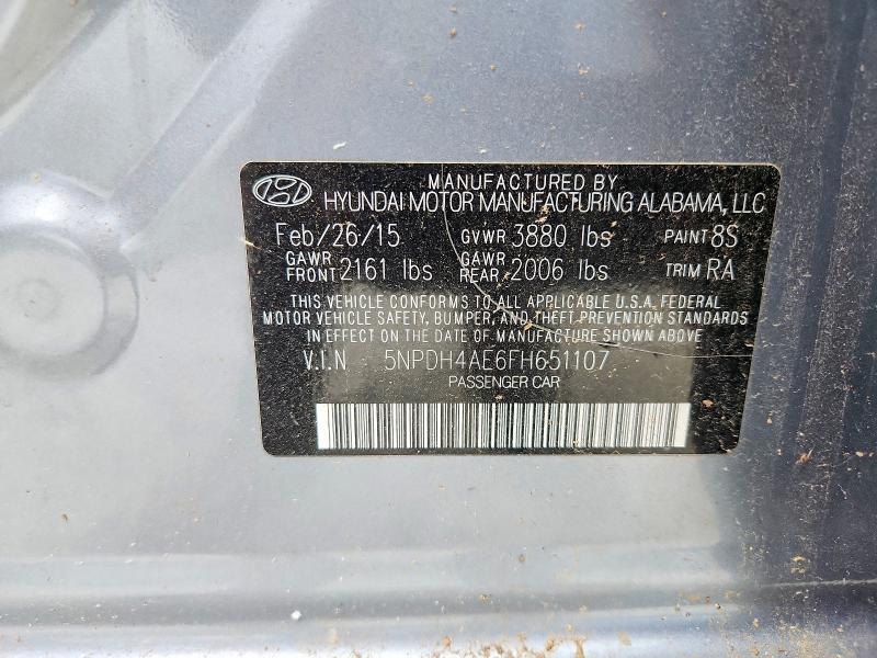 Продаж на аукціоні авто 2015 Hyundai Elantra, vin: 5NPDH4AE6FH651107, номер лоту: 61723786