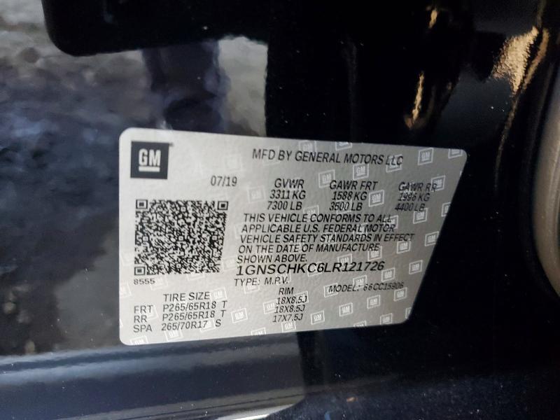 Продаж на аукціоні авто 2020 Chevrolet Suburban, vin: 1GNSCHKC6LR121726, номер лоту: 61186026