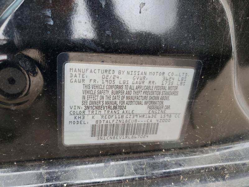 2024 Nissan Versa მანქანა იყიდება აუქციონზე, vin: 3N1CN8EV1RL867024, აუქციონის ნომერი: 60519476