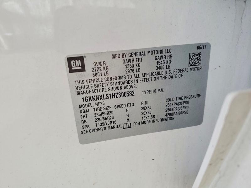 2017 Gmc Acadia მანქანა იყიდება აუქციონზე, vin: 1GKKNXLS7HZ300582, აუქციონის ნომერი: 62258136