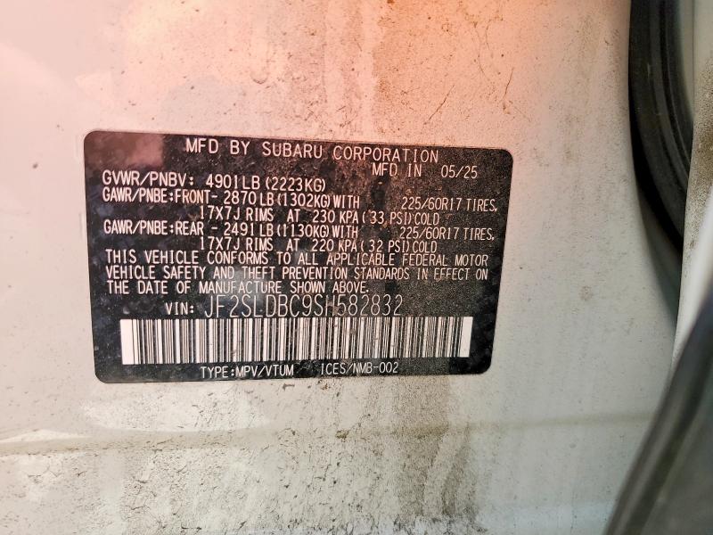 Aukcja sprzedaży 2025 Subaru Forester, vin: JF2SLDBC9SH582832, numer aukcji: 63071646