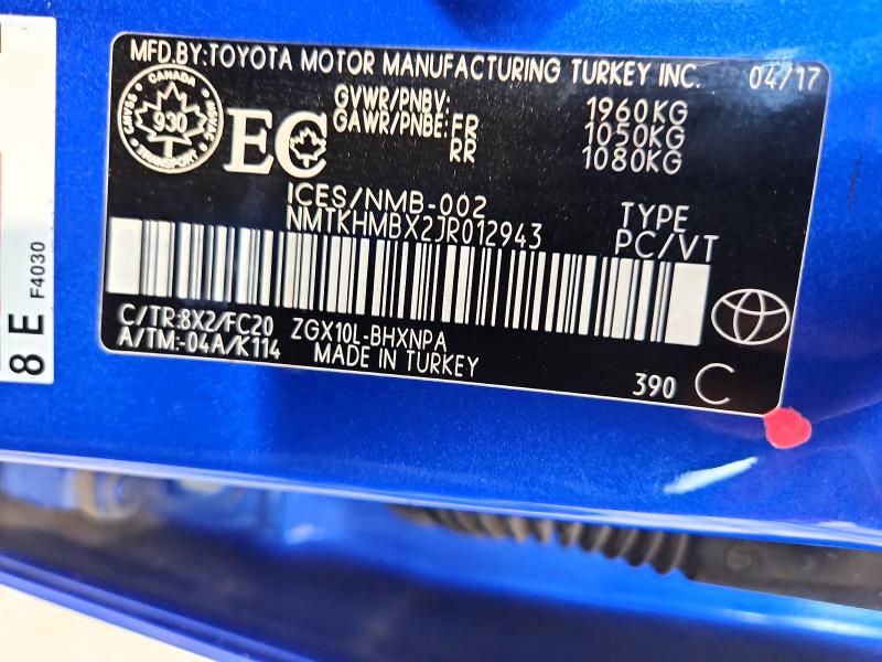 Продажа на аукционе авто 2018 Toyota C-hr, vin: NMTKHMBX2JR012943, номер лота: 63217866