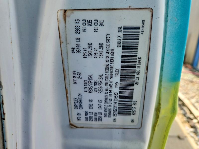61799736 :رقم المزاد ، 2B7HB21Y1NK130503 vin ، 1992 Dodge Ram Van مزاد بيع