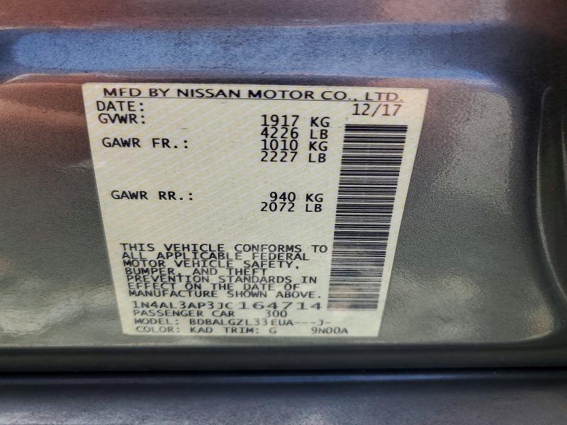 Aukcja sprzedaży 2018 Nissan Altima, vin: 1N4AL3AP3JC164714, numer aukcji: 61012736