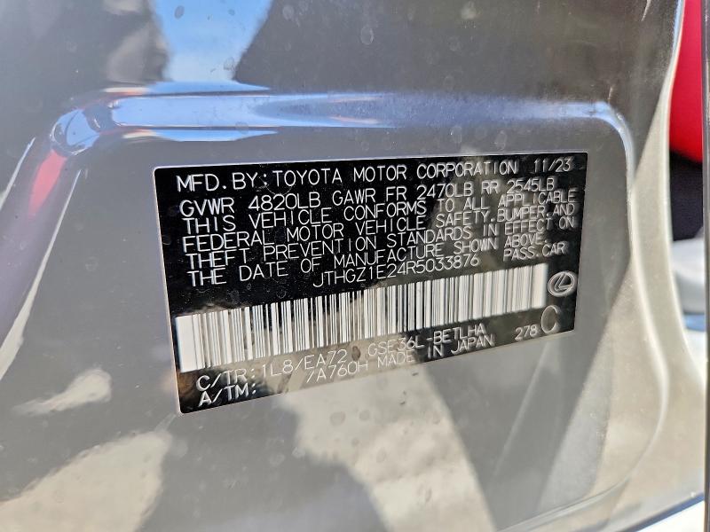62357306 :رقم المزاد ، JTHGZ1E24R5033876 vin ، 2024 Lexus Is 350 مزاد بيع