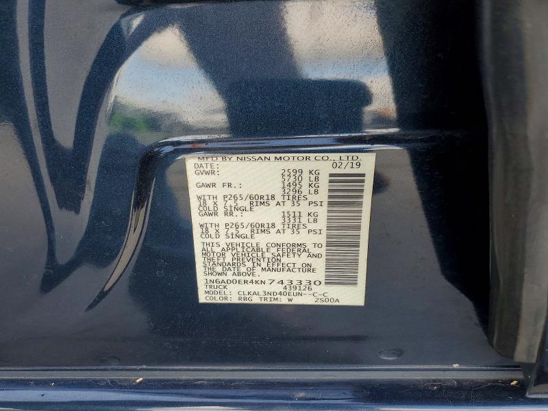 Aukcja sprzedaży 2019 Nissan Frontier, vin: 1N6AD0ER4KN743330, numer aukcji: 61519236