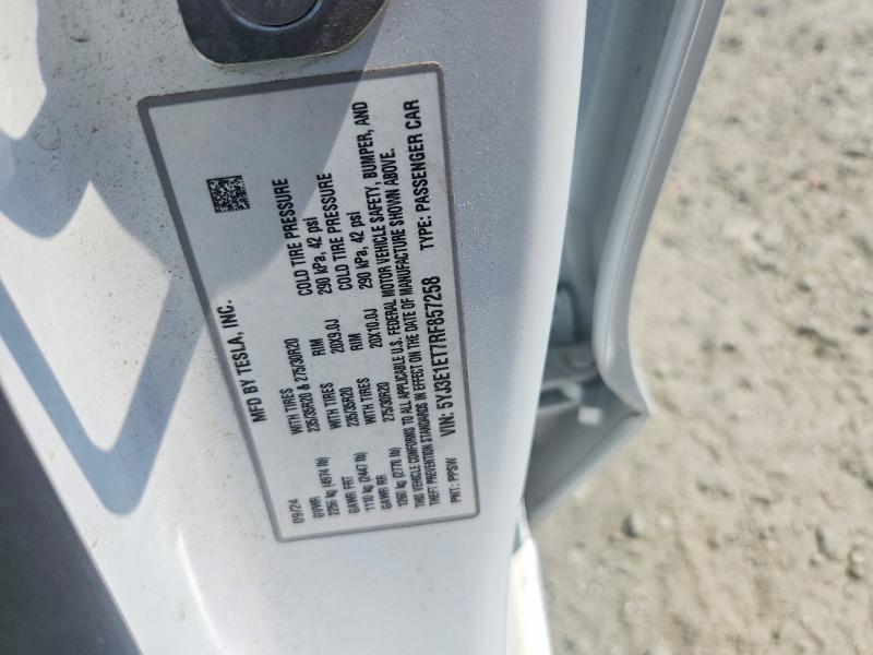 Продаж на аукціоні авто 2024 Tesla Mdl 3, vin: 5YJ3E1ET7RF857258, номер лоту: 59137406