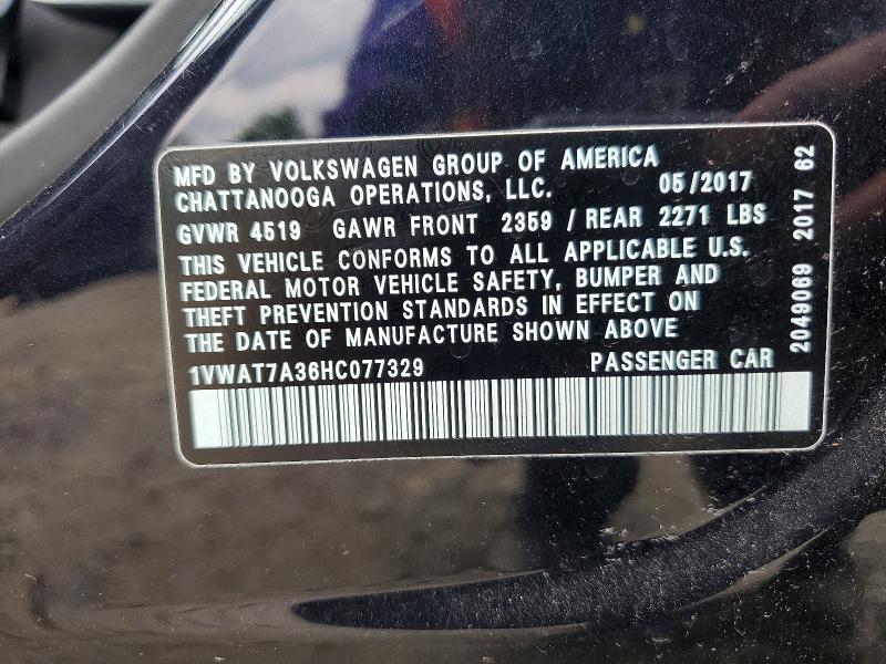 61725516 :رقم المزاد ، 1VWAT7A36HC077329 vin ، 2017 Volkswagen Passat مزاد بيع