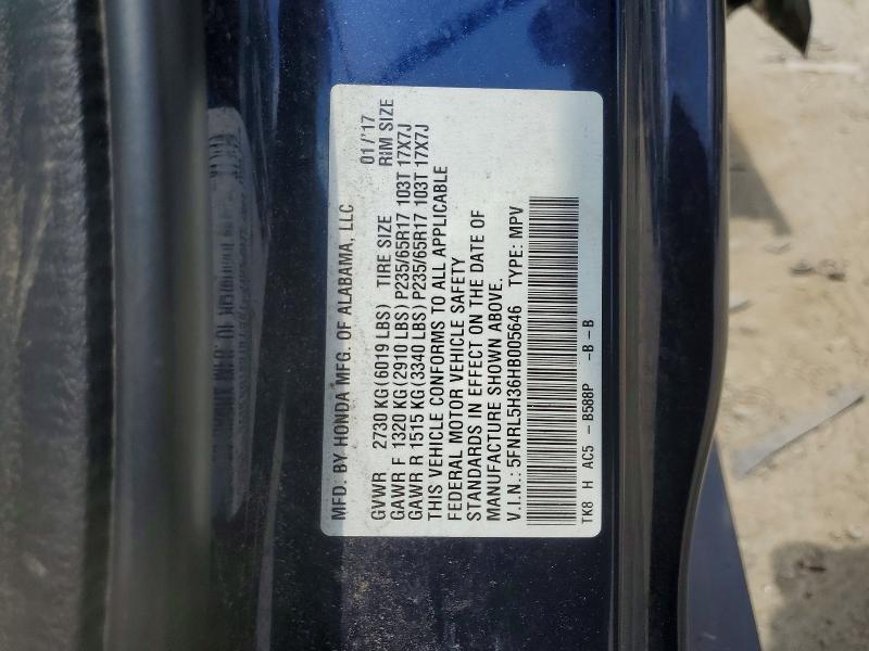 Продаж на аукціоні авто 2017 Honda Odyssey, vin: 5FNRL5H36HB005646, номер лоту: 58801886