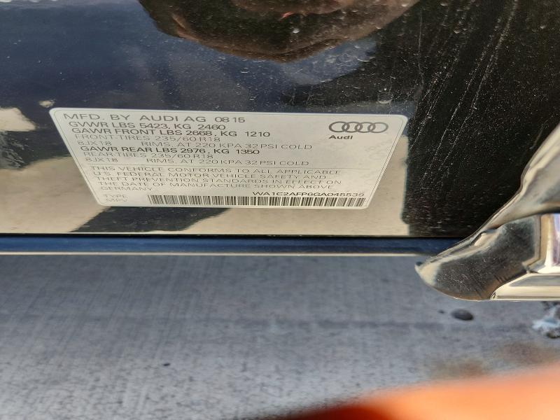 2016 Audi Q5 მანქანა იყიდება აუქციონზე, vin: WA1C2AFP6GA045539, აუქციონის ნომერი: 61731356