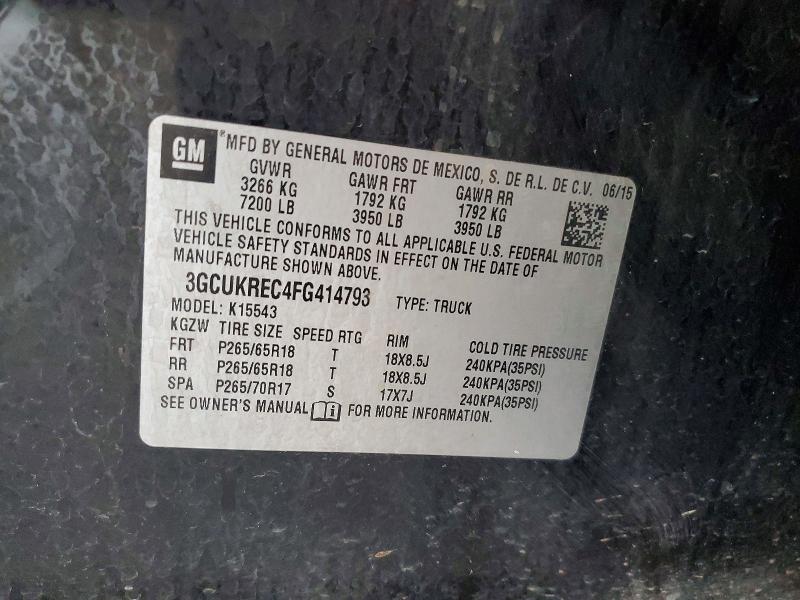 Продаж на аукціоні авто 2015 Chevrolet Silverado, vin: 3GCUKREC4FG414793, номер лоту: 60497816