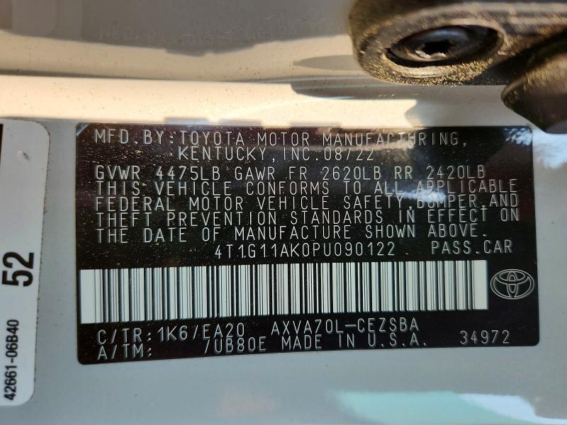 Aukcja sprzedaży 2023 Toyota Camry, vin: 4T1G11AK0PU090122, numer aukcji: 63136336