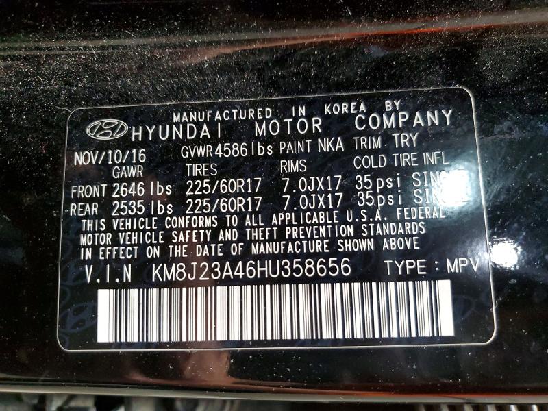 Aukcja sprzedaży 2017 Hyundai Tucson, vin: KM8J23A46HU358656, numer aukcji: 61964216