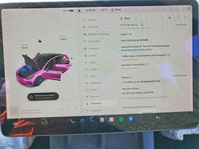 60497436 :رقم المزاد ، 5YJ3E1EA5MF985585 vin ، 2021 Tesla Model 3 مزاد بيع