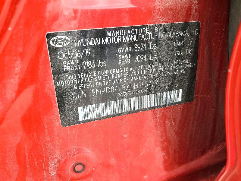 62436266 :رقم المزاد ، 5NPD84LFXLH555269 vin ، 2020 Hyundai Elantra مزاد بيع