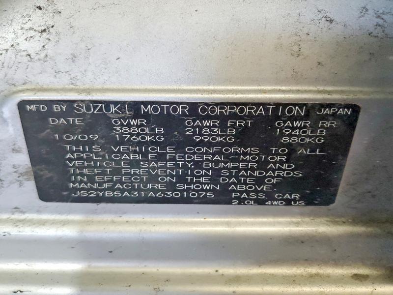 Продажа на аукционе авто 2010 Suzuki Sx4, vin: JS2YB5A31A6301075, номер лота: 61839606
