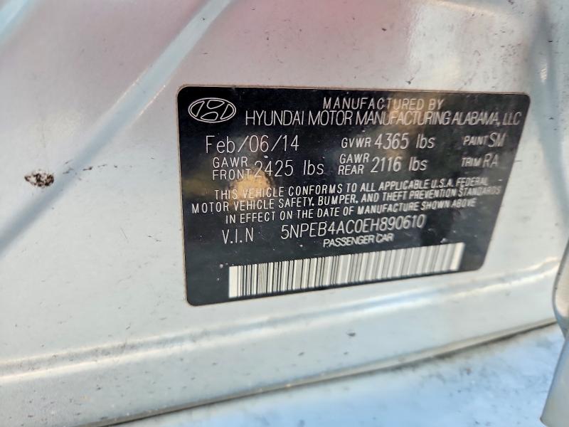 59619376 :رقم المزاد ، 5NPEB4AC0EH890610 vin ، 2014 Hyundai Sonata مزاد بيع