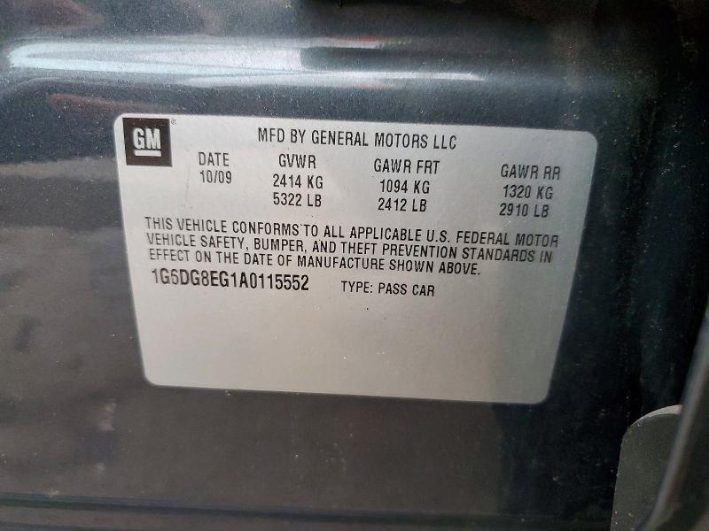 2010 Cadillac Cts მანქანა იყიდება აუქციონზე, vin: 1G6DG8EG1A0115552, აუქციონის ნომერი: 61595386