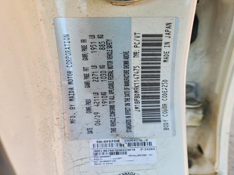 61940456 :رقم المزاد ، JM1BPBDM9K1147475 vin ، 2019 Mazda 3 مزاد بيع