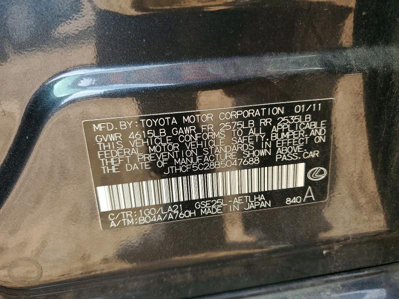 Aukcja sprzedaży 2011 Lexus Is, vin: JTHCF5C28B5047688, numer aukcji: 61762766