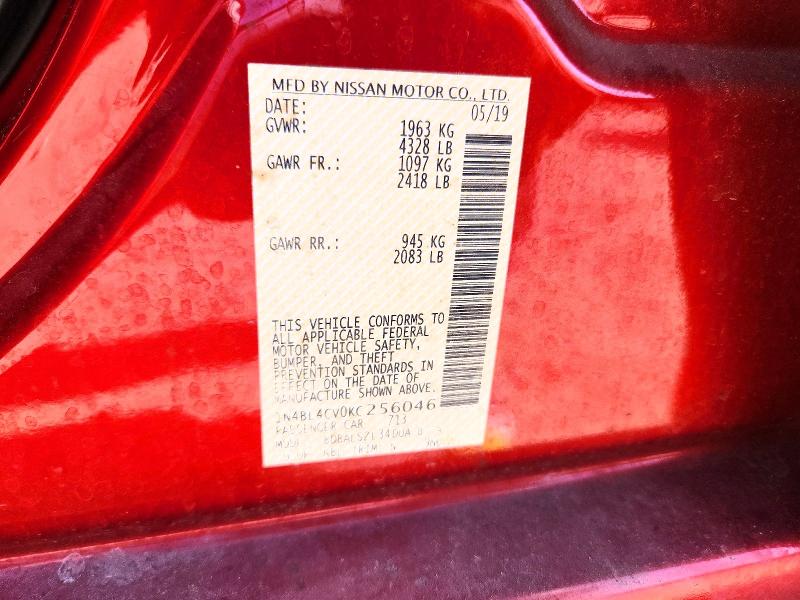 63566556 :رقم المزاد ، 1N4BL4CV0KC256046 vin ، 2019 Nissan Altima مزاد بيع