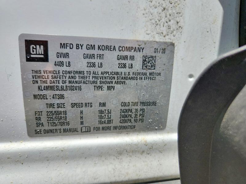 61148236 :رقم المزاد ، KL4MMESL6LB102416 vin ، 2020 Buick Encore Gx مزاد بيع