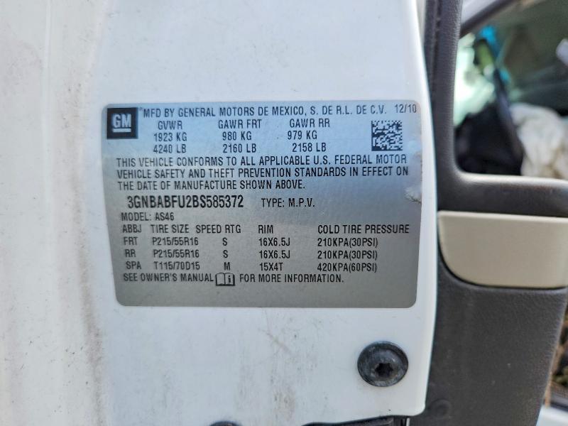 62162806 :رقم المزاد ، 3GNBABFU2BS585372 vin ، 2011 Chevrolet Hhr مزاد بيع