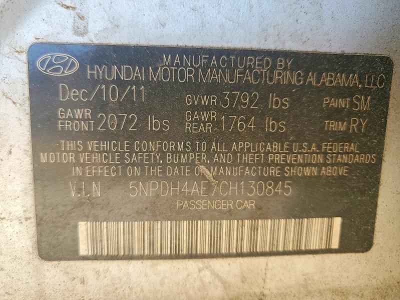 Aukcja sprzedaży 2012 Hyundai Elantra, vin: 5NPDH4AE7CH130845, numer aukcji: 61966726