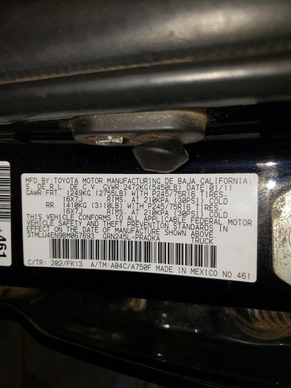 Продажа на аукционе авто 2011 Toyota Tacoma, vin: 3TMLU4EN9BM067693, номер лота: 60920246
