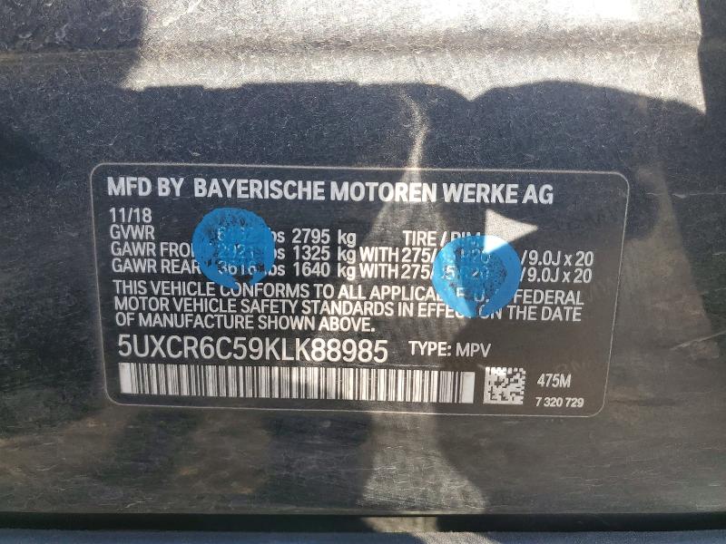 2019 Bmw X5 მანქანა იყიდება აუქციონზე, vin: 5UXCR6C59KLK88985, აუქციონის ნომერი: 59921626