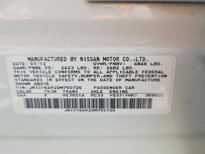 Aukcja sprzedaży 2013 Infiniti G37 Sedan, vin: JN1CV6AR2DM750726, numer aukcji: 62622086