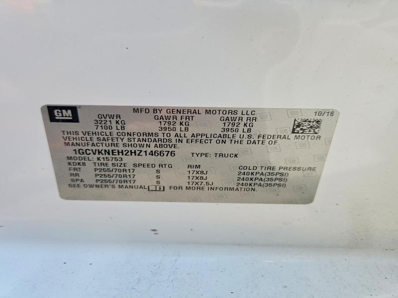 Продаж на аукціоні авто 2017 Chevrolet Silverado, vin: 1GCVKNEH2HZ146676, номер лоту: 59534176