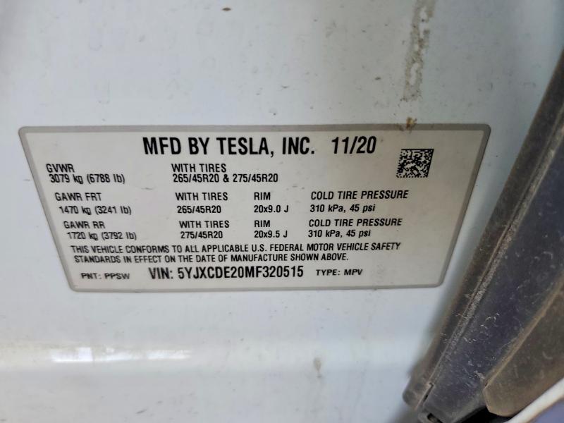 Aukcja sprzedaży 2021 Tesla Model X, vin: 5YJXCDE20MF320515, numer aukcji: 60682986