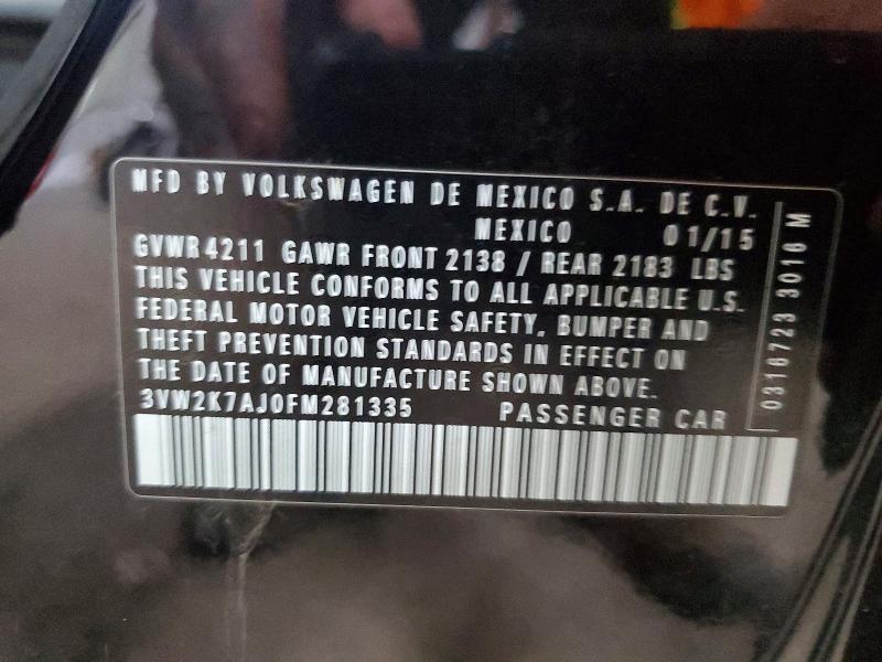 60373286 :رقم المزاد ، 3VW2K7AJ0FM281335 vin ، 2015 Volkswagen Jetta مزاد بيع