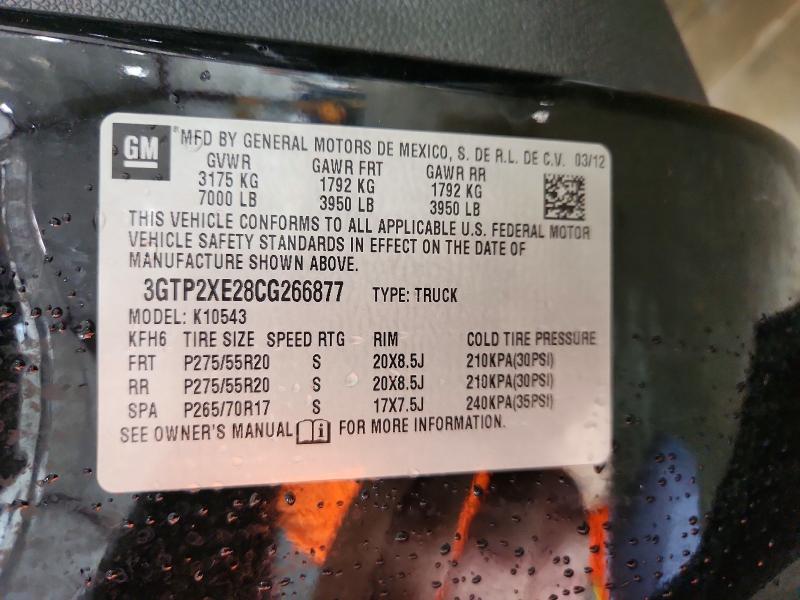 Aukcja sprzedaży 2012 Gmc Sierra, vin: 3GTP2XE28CG266877, numer aukcji: 62801876