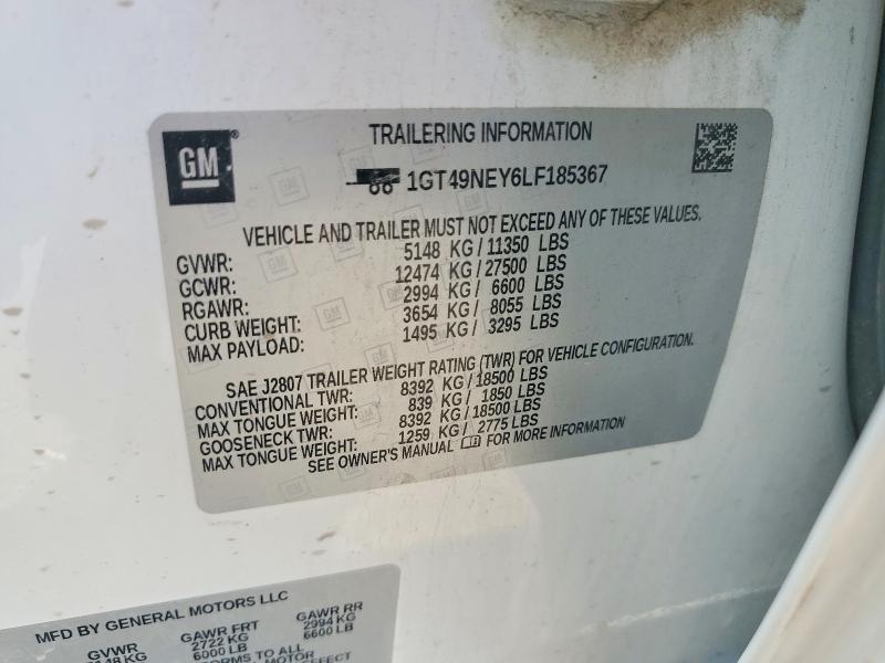 59692086 :رقم المزاد ، 1GT49NEY6LF185367 vin ، 2020 Gmc Sierra مزاد بيع