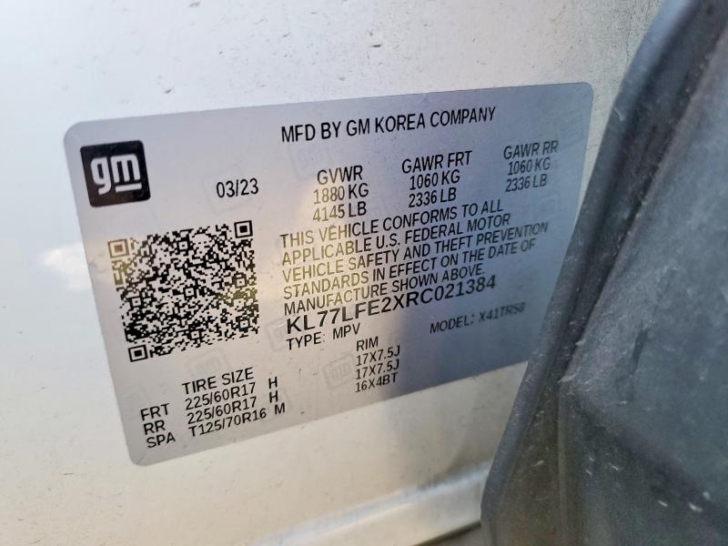 Продажа на аукционе авто 2024 Chevrolet Trax, vin: KL77LFE2XRC021384, номер лота: 60639786