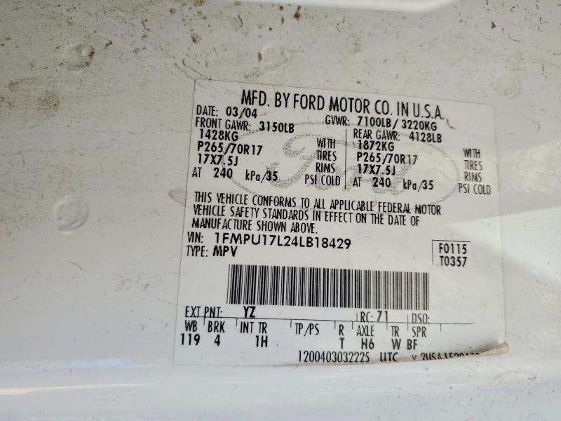 Продаж на аукціоні авто 2004 Ford Expedition, vin: 1FMPU17L24LB18429, номер лоту: 62273186