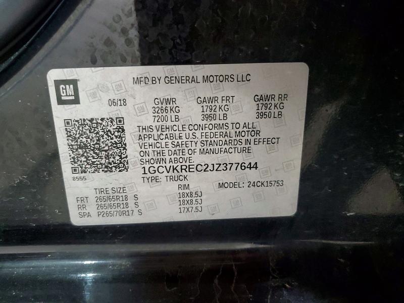 Aukcja sprzedaży 2018 Chevrolet Silverado, vin: 1GCVKREC2JZ377644, numer aukcji: 61757806