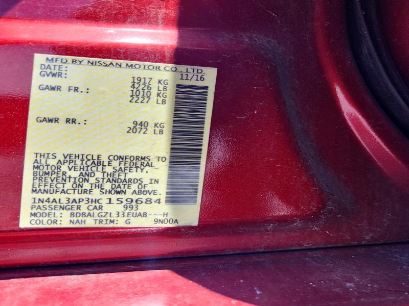 Продажа на аукционе авто 2017 Nissan Altima, vin: 1N4AL3AP3HC159684, номер лота: 59129716