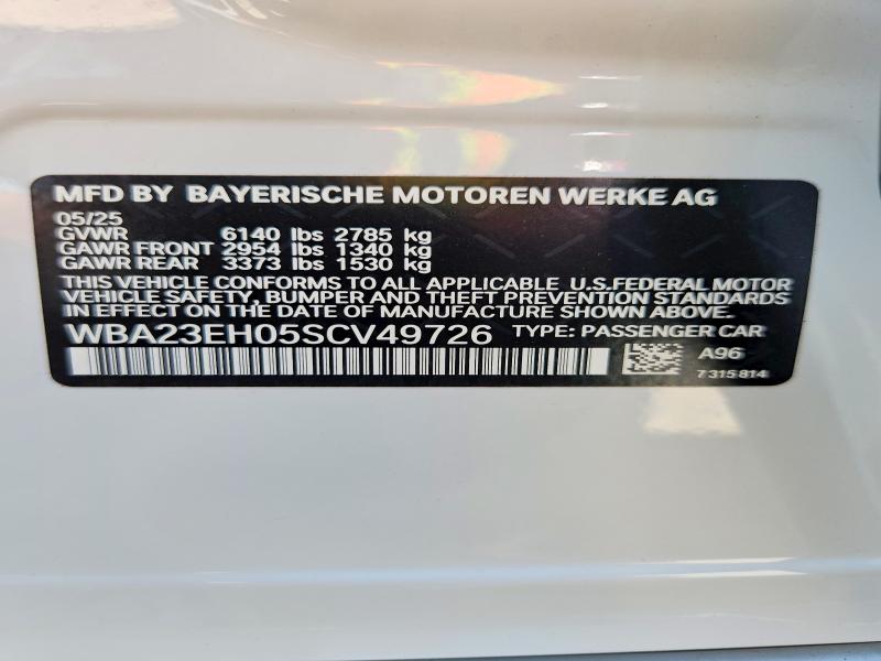 59382646 :رقم المزاد ، WBA23EH05SCV49726 vin ، 2025 Bmw 740 مزاد بيع