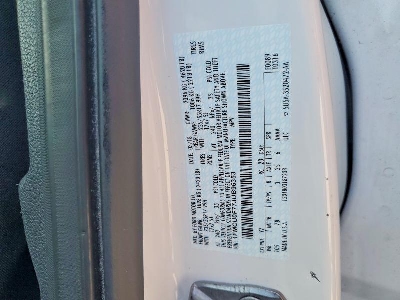 Продажа на аукционе авто 2018 Ford Escape, vin: 1FMCU0F77JUB96353, номер лота: 62435896