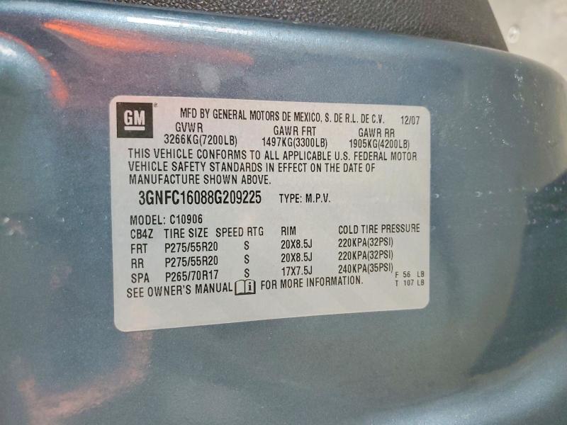 2008 Chevrolet Suburban მანქანა იყიდება აუქციონზე, vin: 3GNFC16088G209225, აუქციონის ნომერი: 61366976