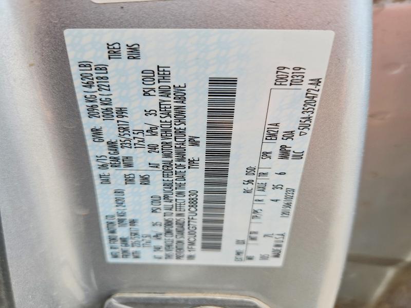2015 Ford Escape მანქანა იყიდება აუქციონზე, vin: 1FMCU0G77FUC88830, აუქციონის ნომერი: 62300396