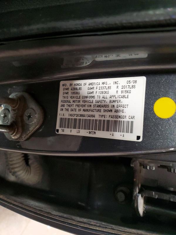 Продаж на аукціоні авто 2008 Honda Accord, vin: 1HGCP26388A134994, номер лоту: 59247806