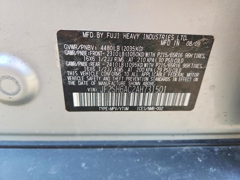 Продажа на аукционе авто 2010 Subaru Forester, vin: JF2SH6AC2AH731501, номер лота: 60371986