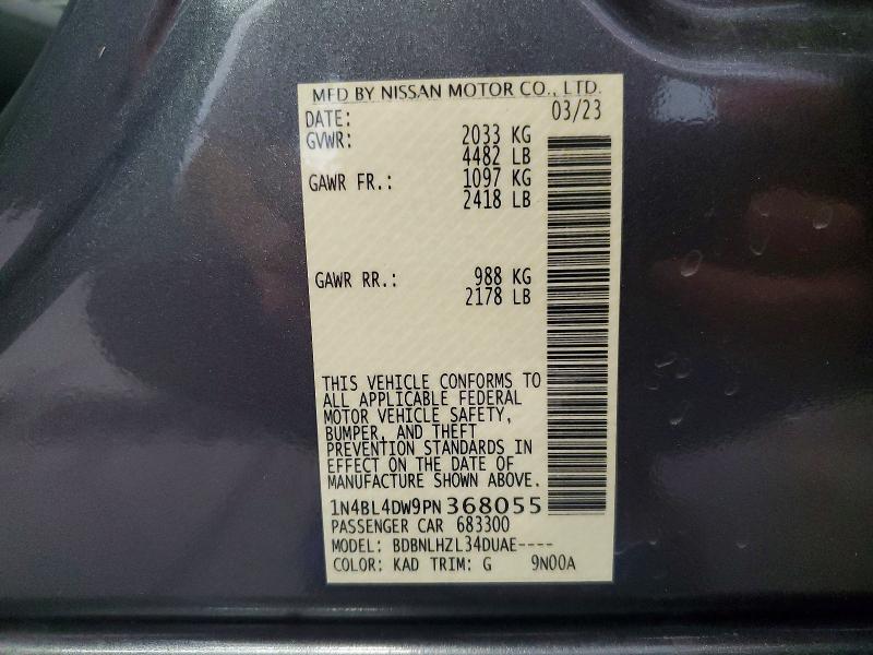 Продаж на аукціоні авто 2023 Nissan Altima, vin: 1N4BL4DW9PN368055, номер лоту: 60919816
