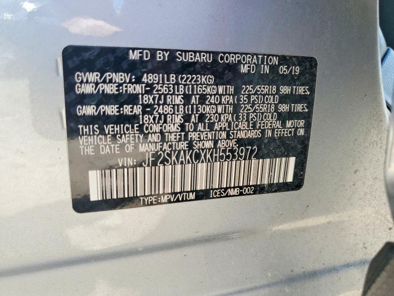 Продаж на аукціоні авто 2019 Subaru Forester, vin: JF2SKAKCXKH553972, номер лоту: 60234636