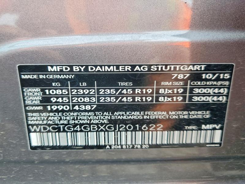 Aukcja sprzedaży 2016 Mercedes-benz Gla, vin: WDCTG4GBXGJ201622, numer aukcji: 61575956